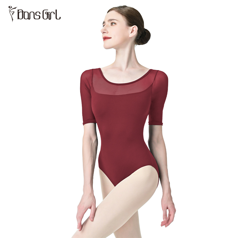 1/2 Sleeve Ballet Mesh Leotard