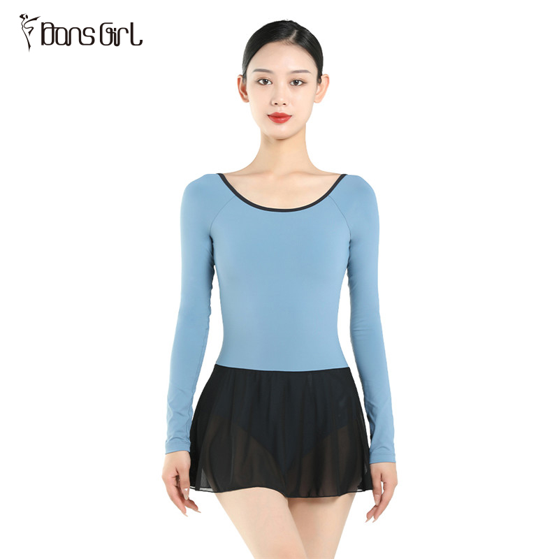 Long Sleeve Leotard with Chiffon Skirt