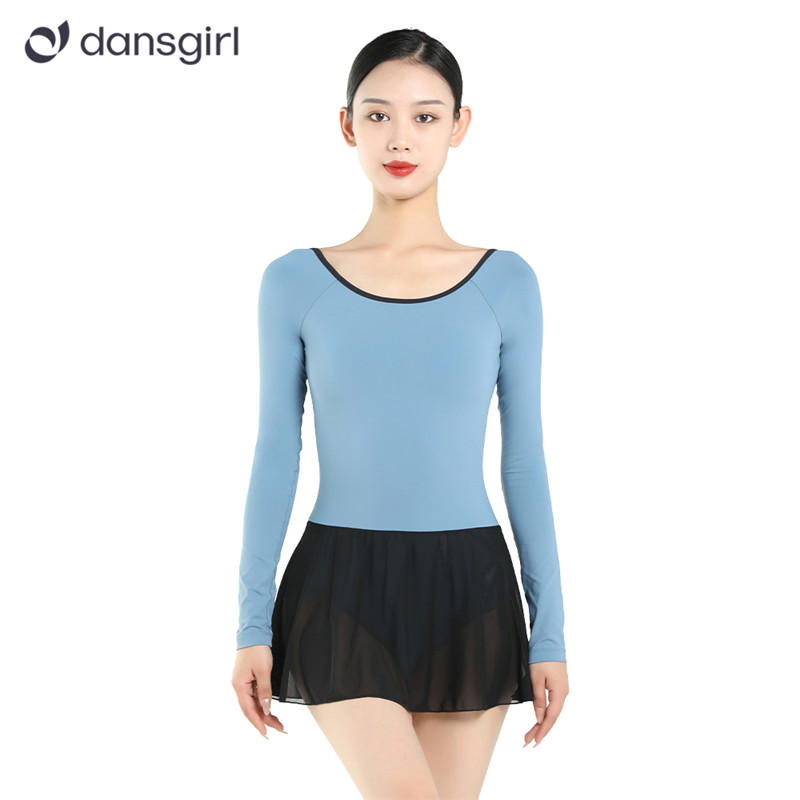 Long Sleeve Leotard with Chiffon Skirt