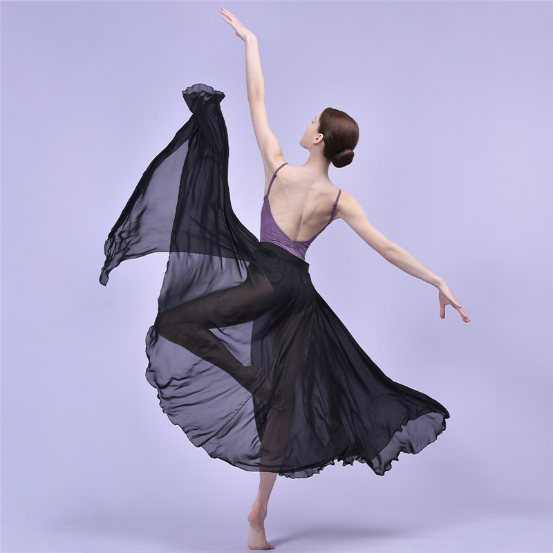 Saia longa Lyrical Chiffon Dance com fenda lateral