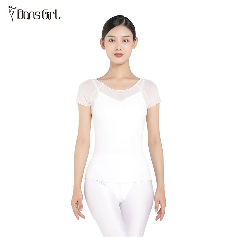 White Short Sleeve Mesh Top For Women