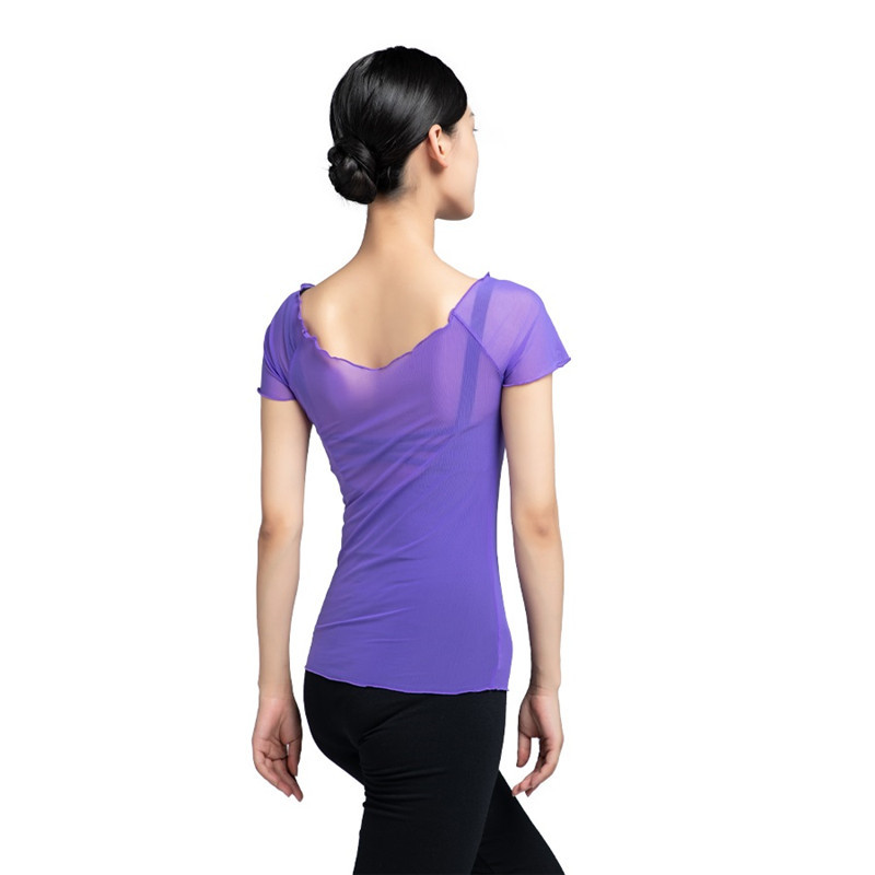 Lavender Short Sleeve Mesh Top For Women