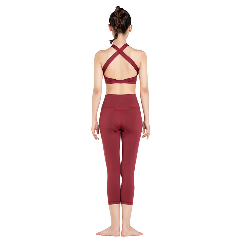 Wine Red Capri Pants Leggings For Ballet Dance