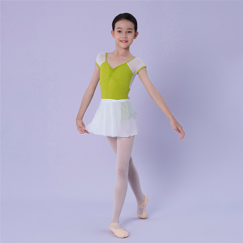 Kids Short Sleeve Leotard With Mesh Dansgirl