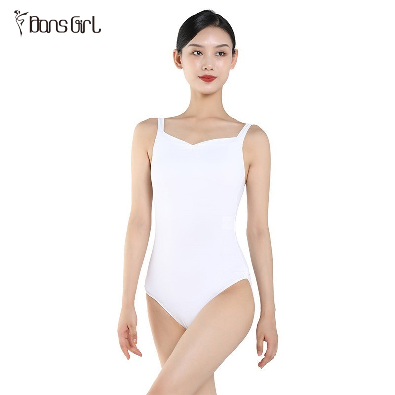 Wide Straps White Dance Leotards