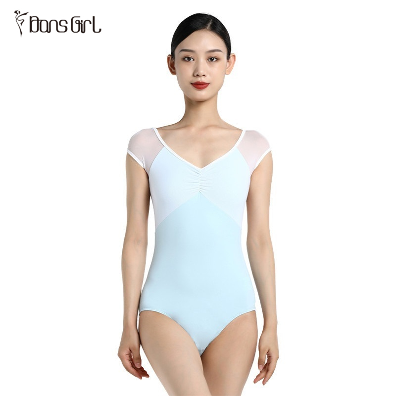 Cap Sleeve Mesh Ballet Leotard For Girls