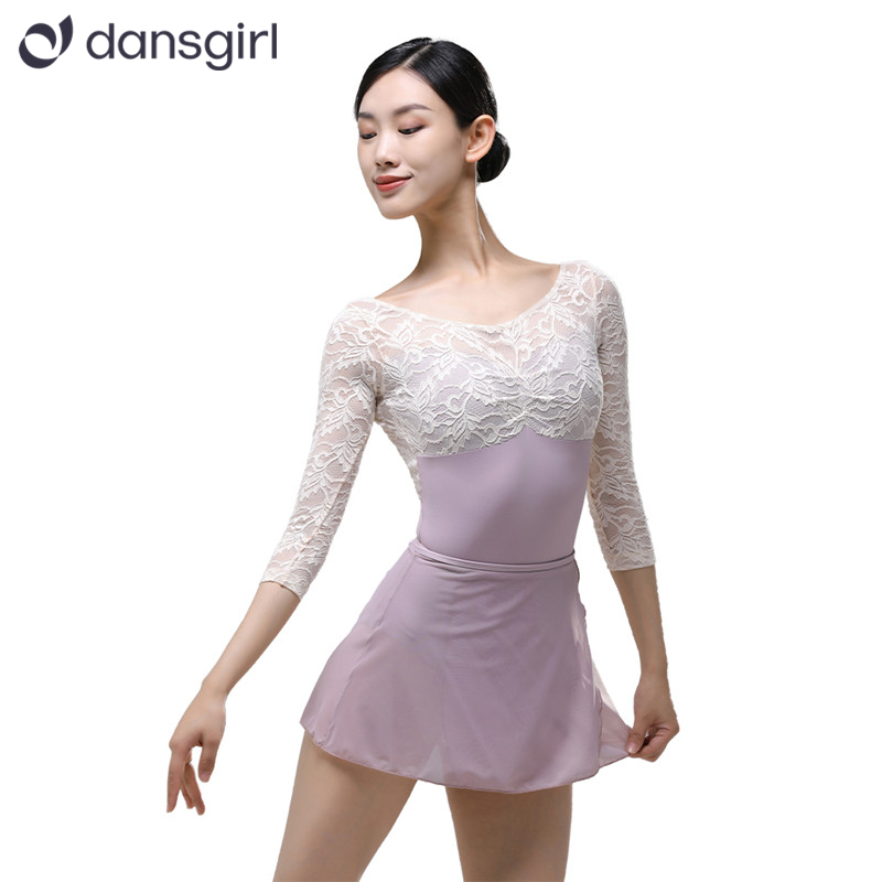 3/4 Sleeve Lace Leotard for Performance Wear