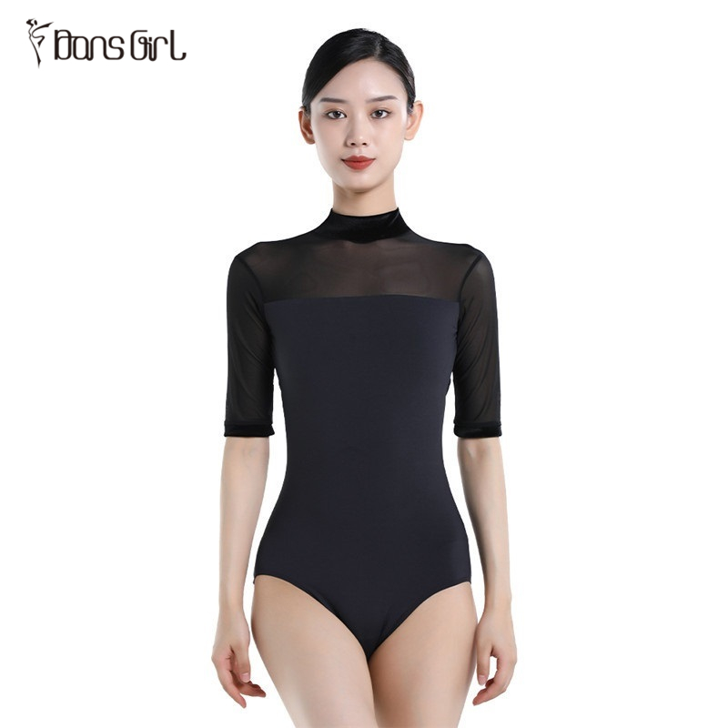 Mock Neck Black Queen Leotard For Dance