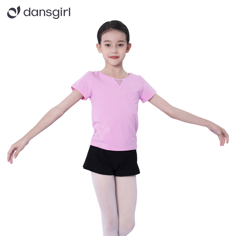 Kids Girls Short Sleeve Cotton Dance T-shirts
