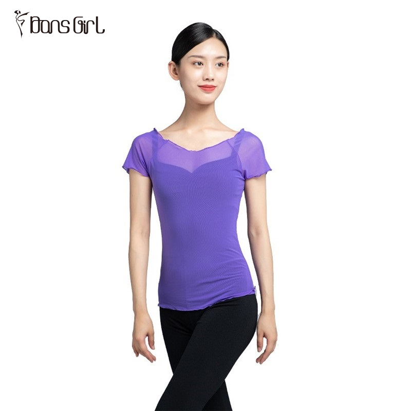 Lavender Short Sleeve Mesh Top For Women