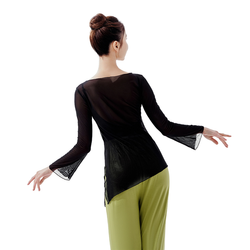 Women's Black Long Sleeve Dance Top