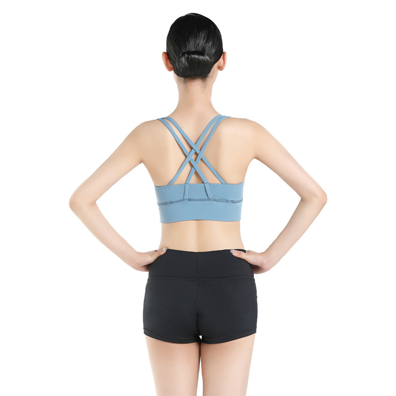 Blue Color Crisscross Back Dance Bras