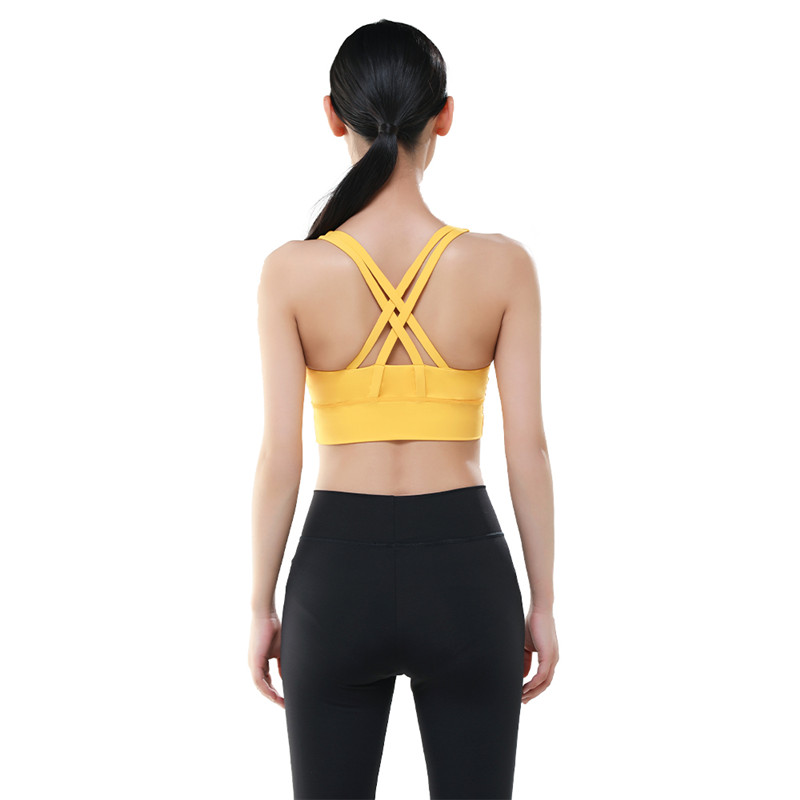 Mango Yellow Color Crisscross Back Dance Bras