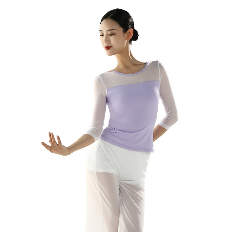 Lavender Purple 3/4 Sleeve Ballet Class Top