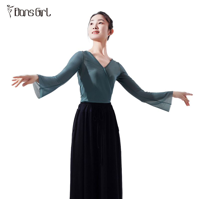 Women's Green Long Sleeve Ballet Tops Wholesale