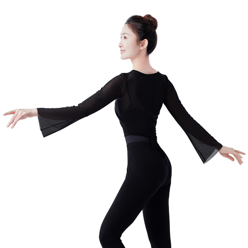 Black Ballet Dancewear Mesh Top For Adult Girls