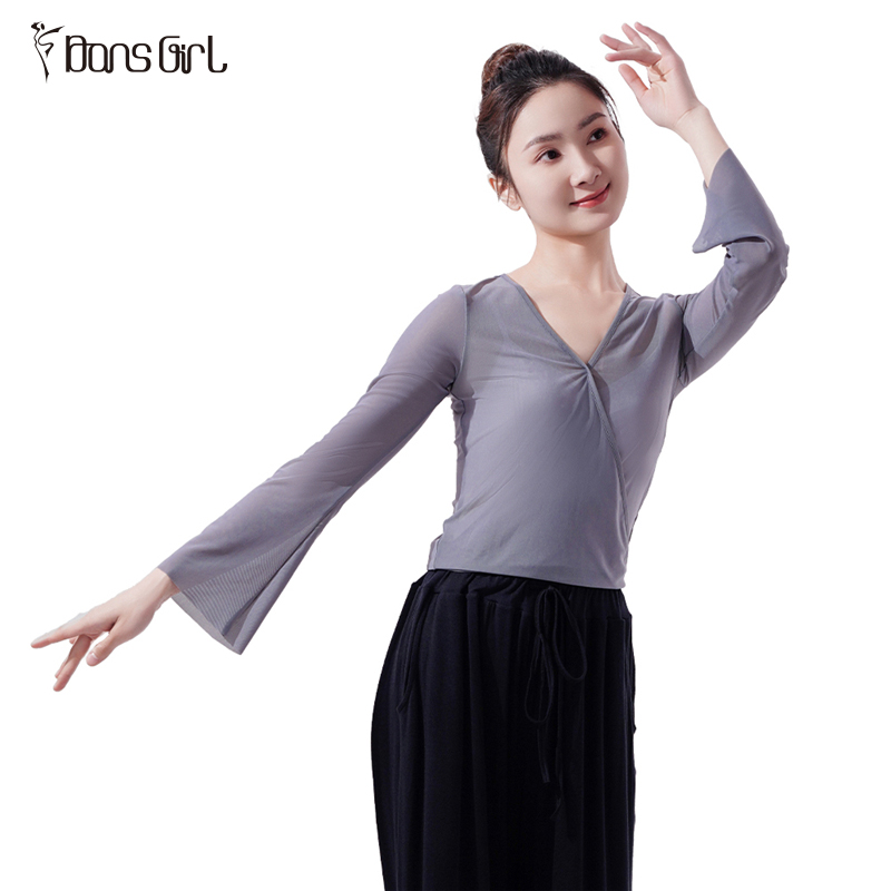 Long Sleeve Mesh Top For Women