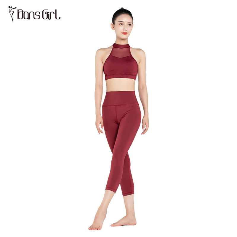 Wine Red Capri Pants Leggings For Ballet Dance