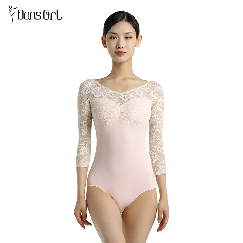 3/4 Sleeve Lace Leotards For Ballet Costumes