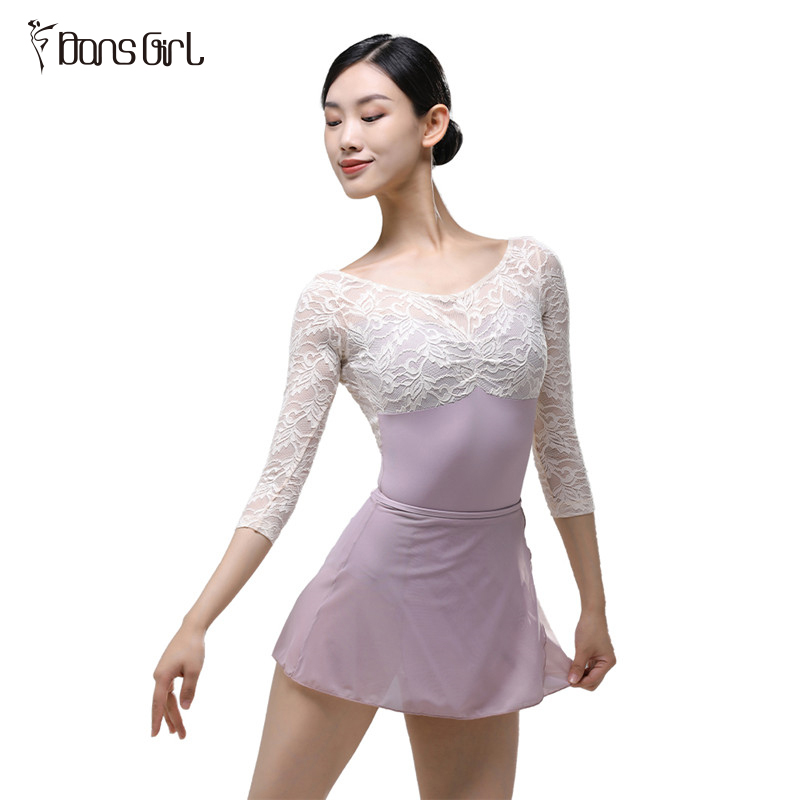 3/4 Sleeve Lace Leotard for Performance Wear