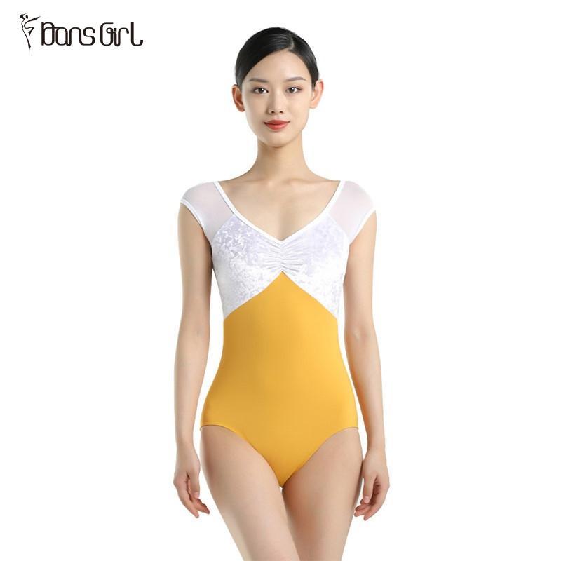 Cap Sleeve Velvet Dance Leotard For Women