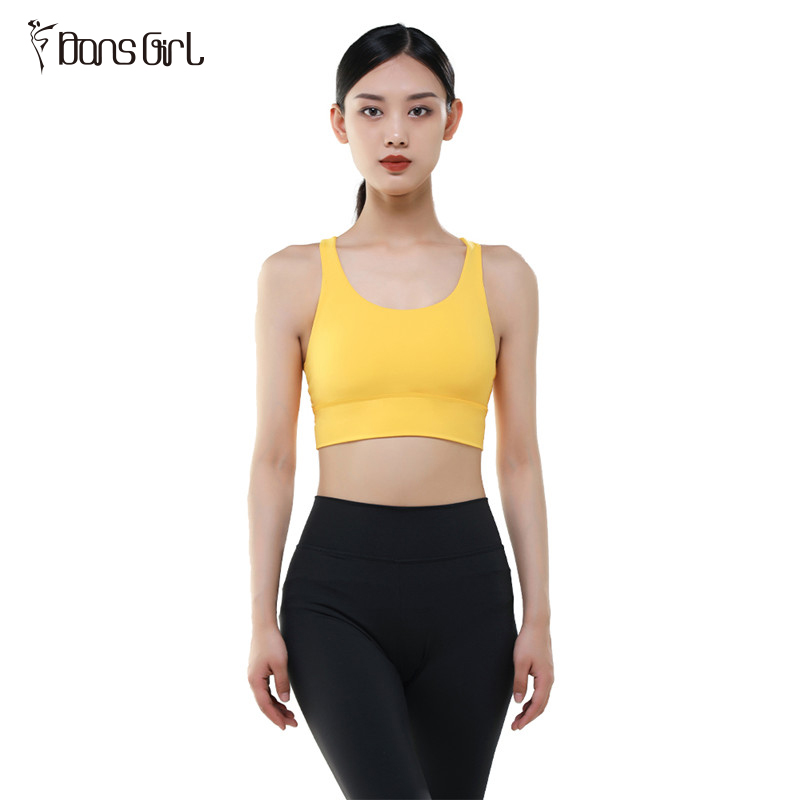 Mango Yellow Color Crisscross Back Dance Bras