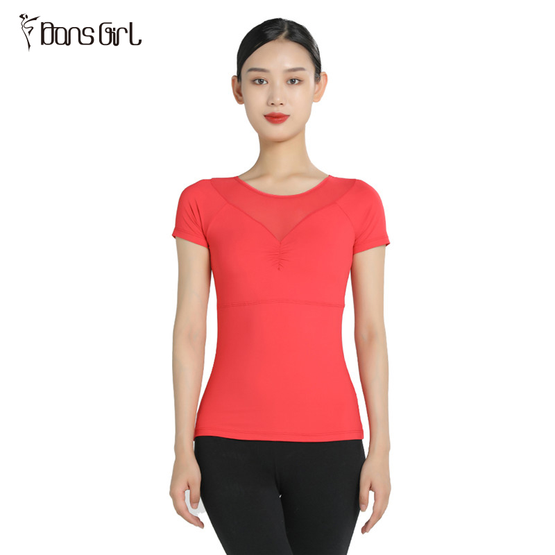 Red Slim-fit Ballet Dance Tops