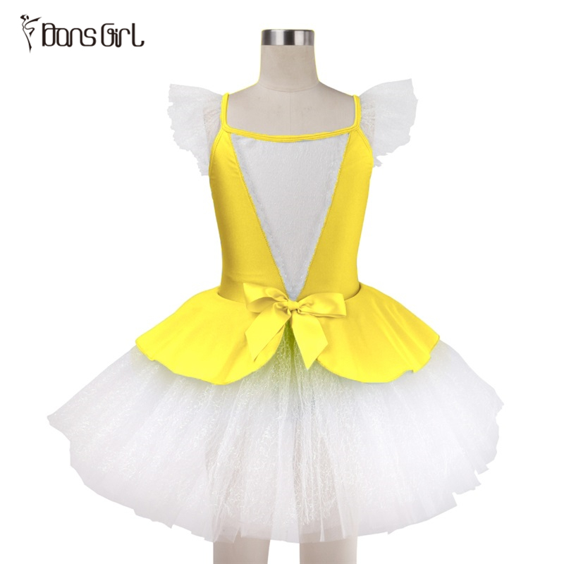 Girls Yellow Ballet Costumes For Stage Performance Wear