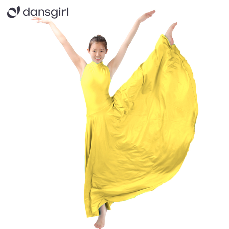 Yellow Long Lyrical Dance Performance Dress Dansgirl