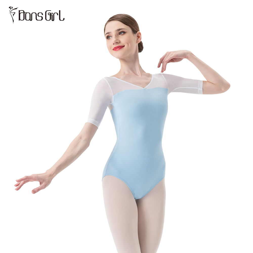 Mesh Half Sleeve Leotards Dancewear For Women