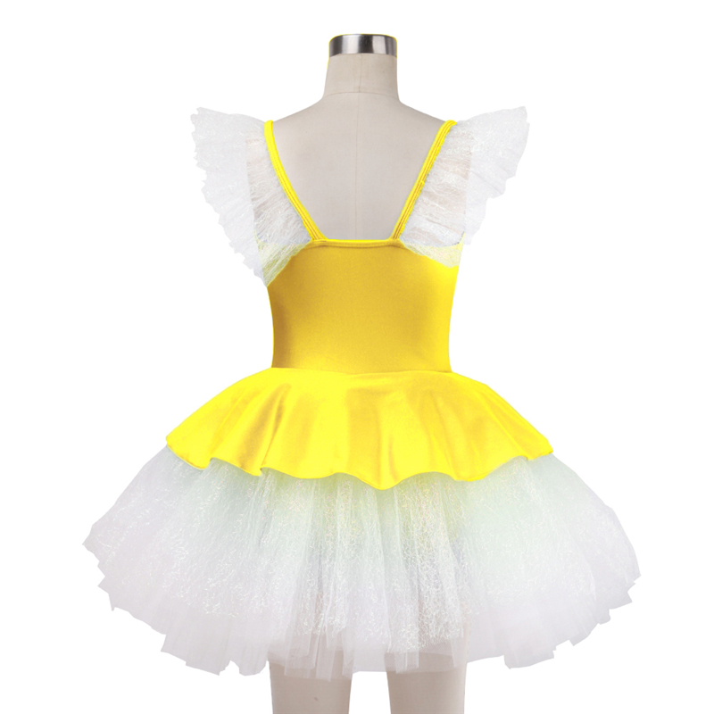 Girls Yellow Ballet Costumes For Stage Performance Wear