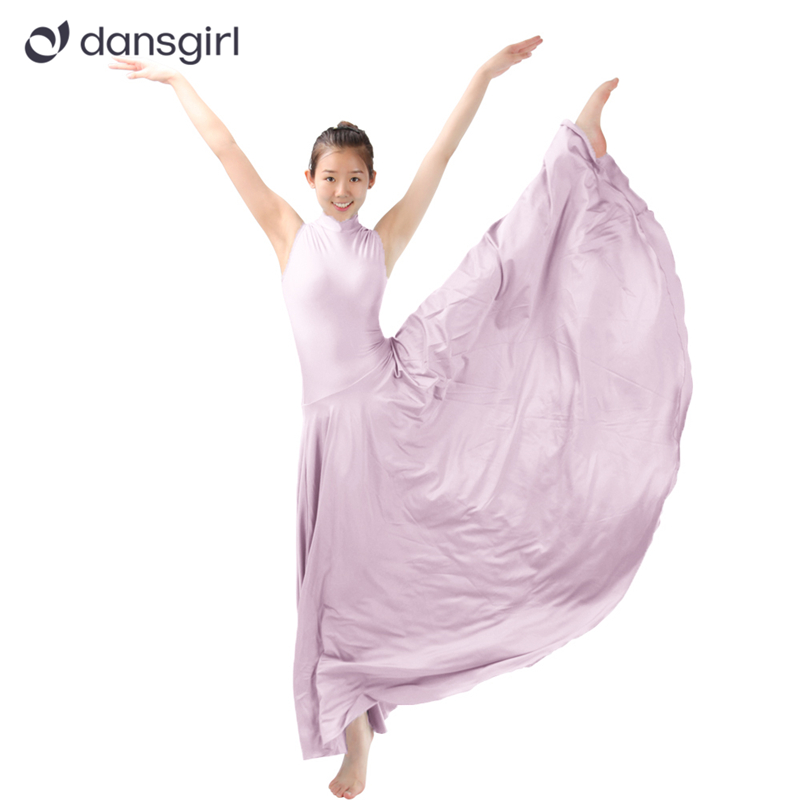 Shiny Lycra Light Pink Ballet Performance Dancewear Long Dress