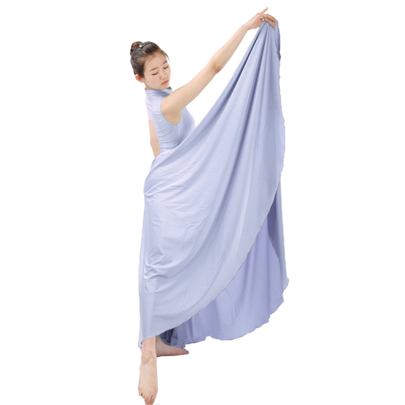 Shiny Lycra Silver Gray Ballet Costomes Long Dance Dress