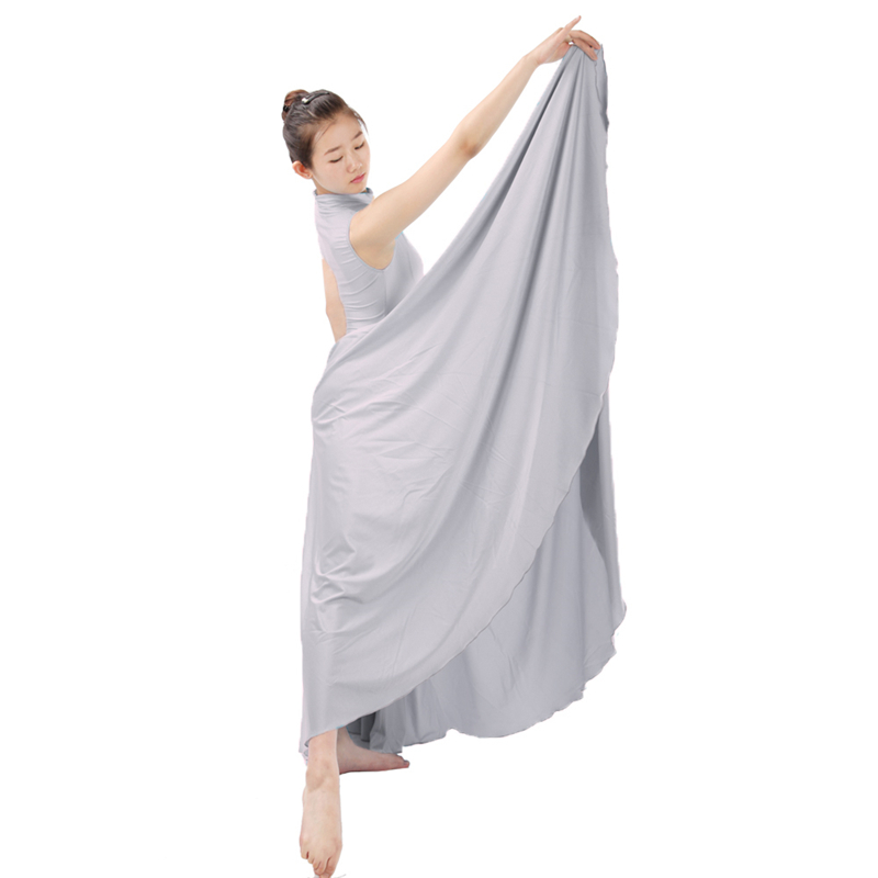 Shiny Lycra Silver Gray Ballet Costomes Long Dance Dress