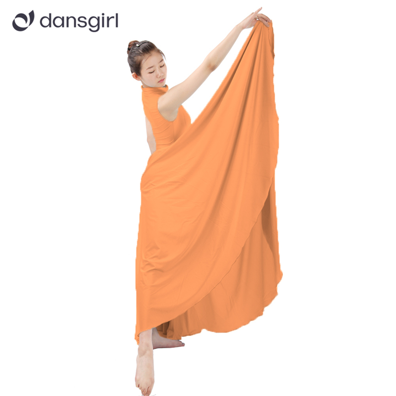 Shiny Lycra Orange Long Dance Performance Dress
