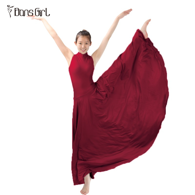 Shiny Lycra Burgundy Long Dress For Dance