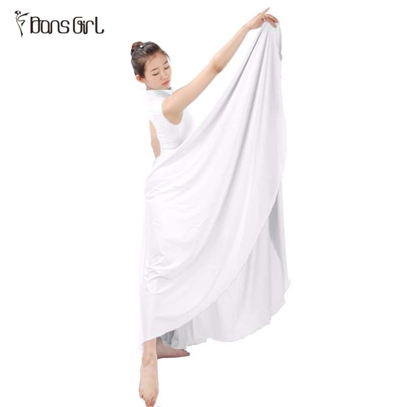 Shiny Lycra White Long Dress For Ballet Costomes