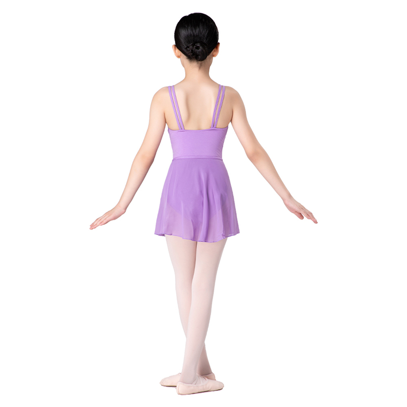 Kids Girls Ballet Wrap Chiffon Skirt With Adjustable Button Waist