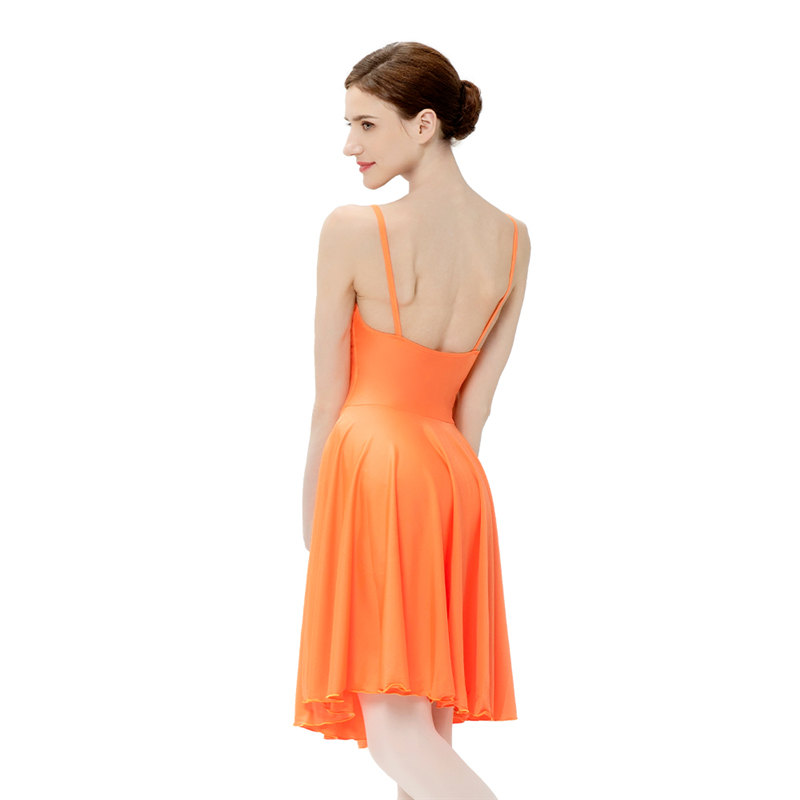 Girls Bright Color Orange Modern Dance Stage Dress