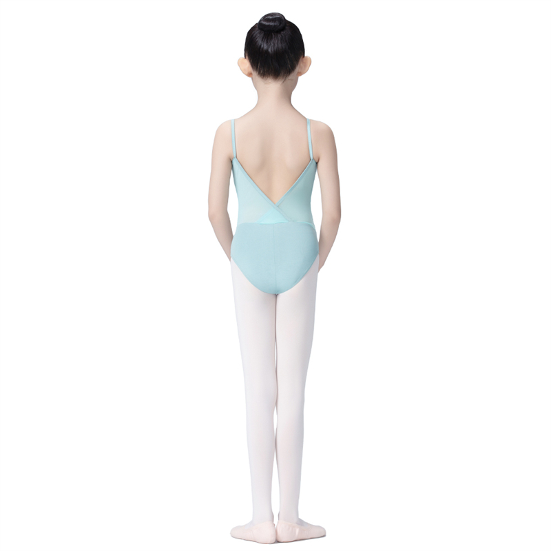 Mesh Wrap V Back Camisole Leotard for Girls