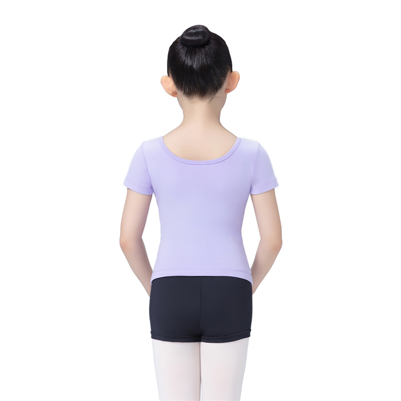 Girls Lavender Short Sleeve Cotton Dance Tops