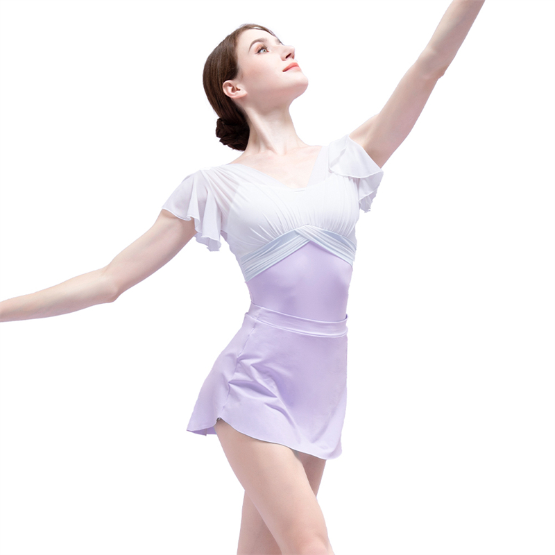 Lavender Pull-on Short Skirt For Girls Training Dancewear