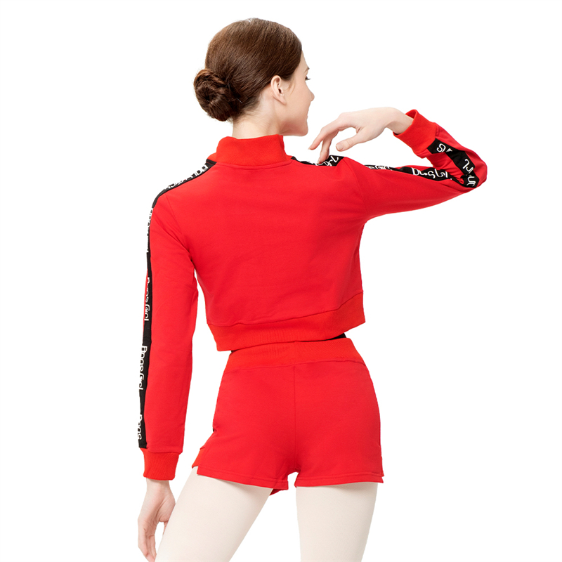 Turtle Neck Long Sleeve Zipper Front Jacket Top School Uniform