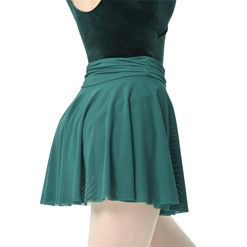 Dark Green Pull-on Mesh Skirt For Girls Dancewear