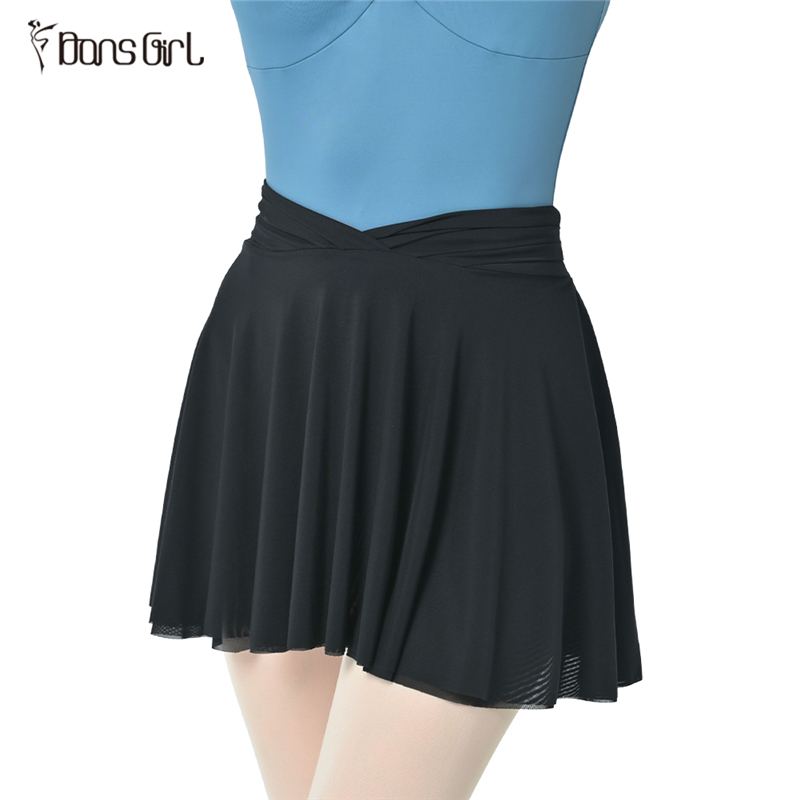 Girls Black Pull-on Ballet Skirt in Mesh