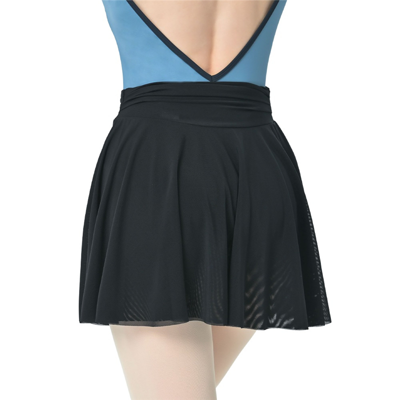 Girls Black Pull-on Ballet Skirt in Mesh