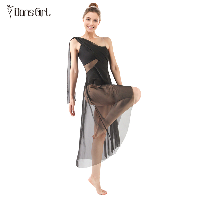 Long Lyrical Ballet Performance Dancewear Dress in Black