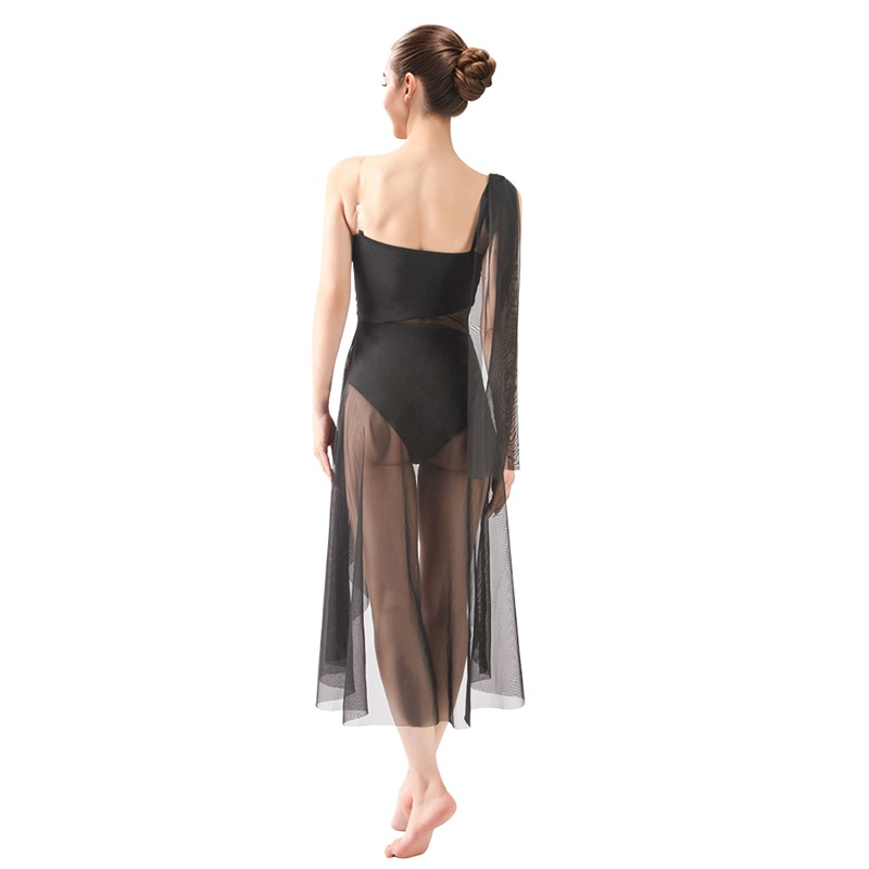 Long Lyrical Ballet Performance Dancewear Dress in Black