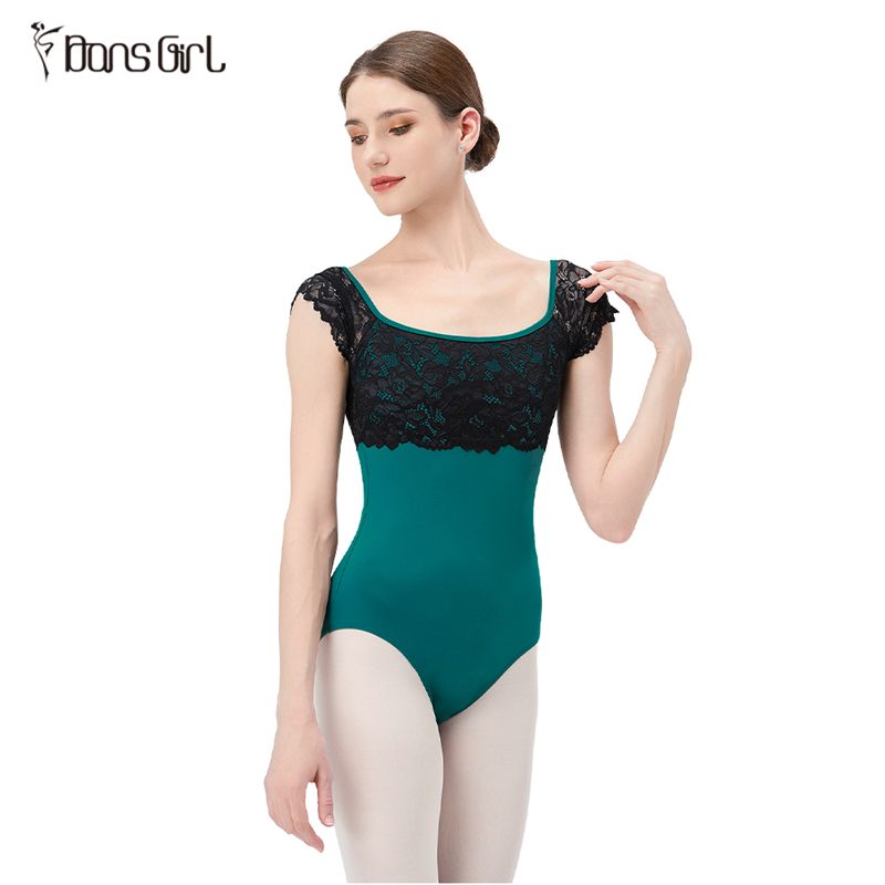 Cap Sleeve Lace Dance Leotard For Women